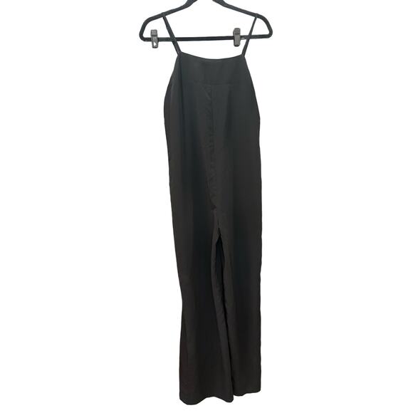 Forever 21 Jumpsuit Bib Medium Black Wide Leg Baggy Lightweight Romper Jumper - Picture 1 of 7